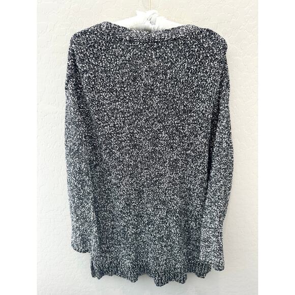 J. JILL | Black White Marled Knit One Button Cardigan Sweater | Size Large - Picture 5 of 8